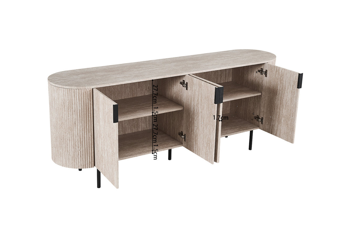 Rousseau - Dressoir Lagos 200 cm - Decor Travertin Beige - 80 x 200 x 45 cm