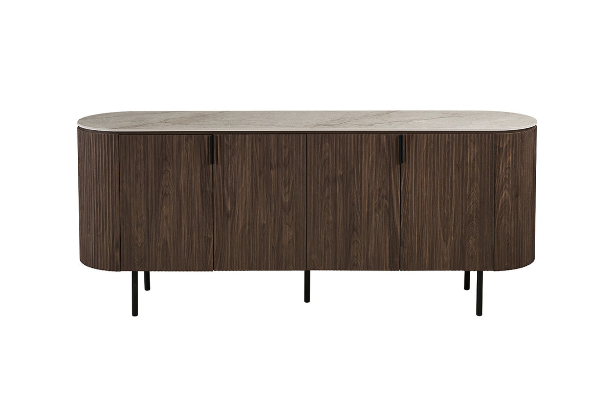 Rousseau - Buffet Vigo - Chêne foncé - Beige Shakespeare - 82x45x200cm