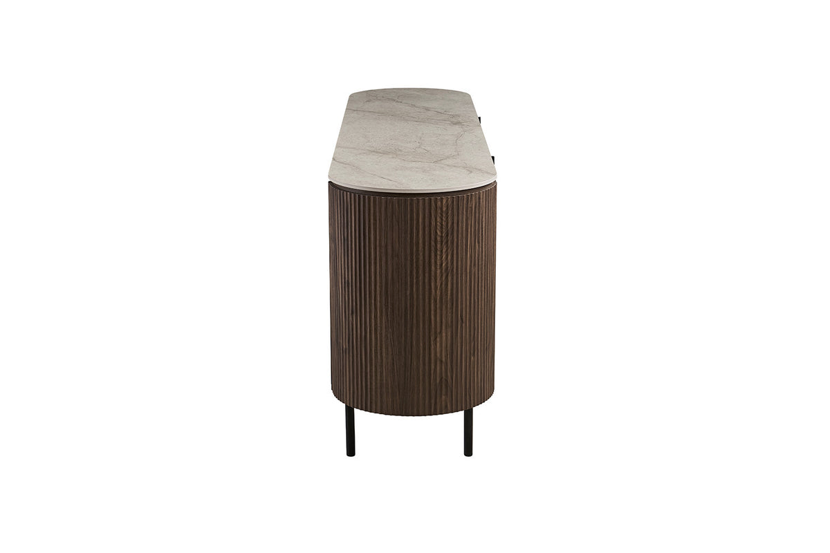 Rousseau - Buffet Vigo - Chêne foncé - Beige Shakespeare - 82x45x200cm