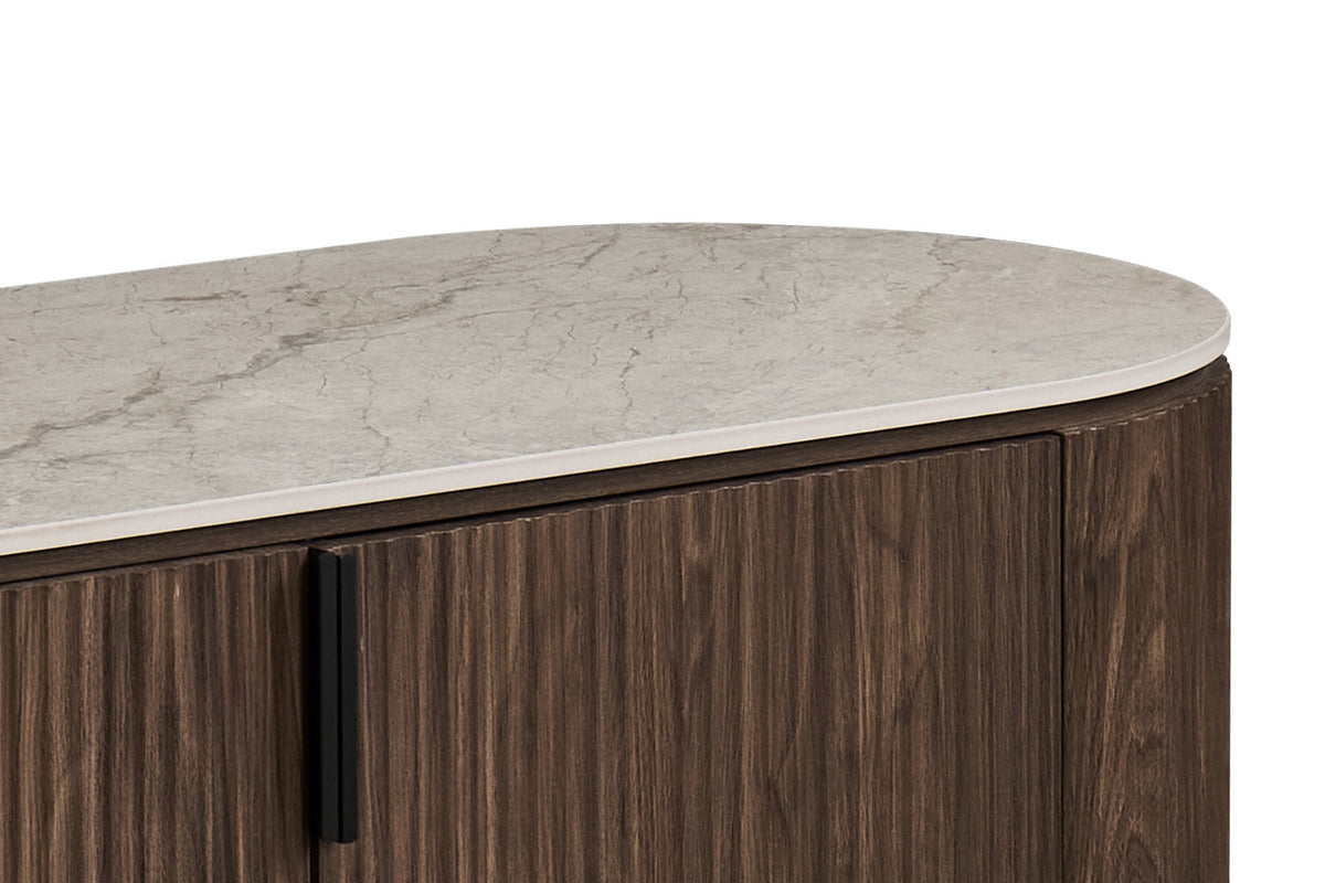 Rousseau - Buffet Vigo - Chêne foncé - Beige Shakespeare - 82x45x200cm
