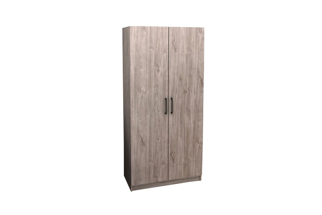 TYC - Armoire - Placard de rangement Elmo - 2 portes battantes - Chêne Gris - 80x180x50cm