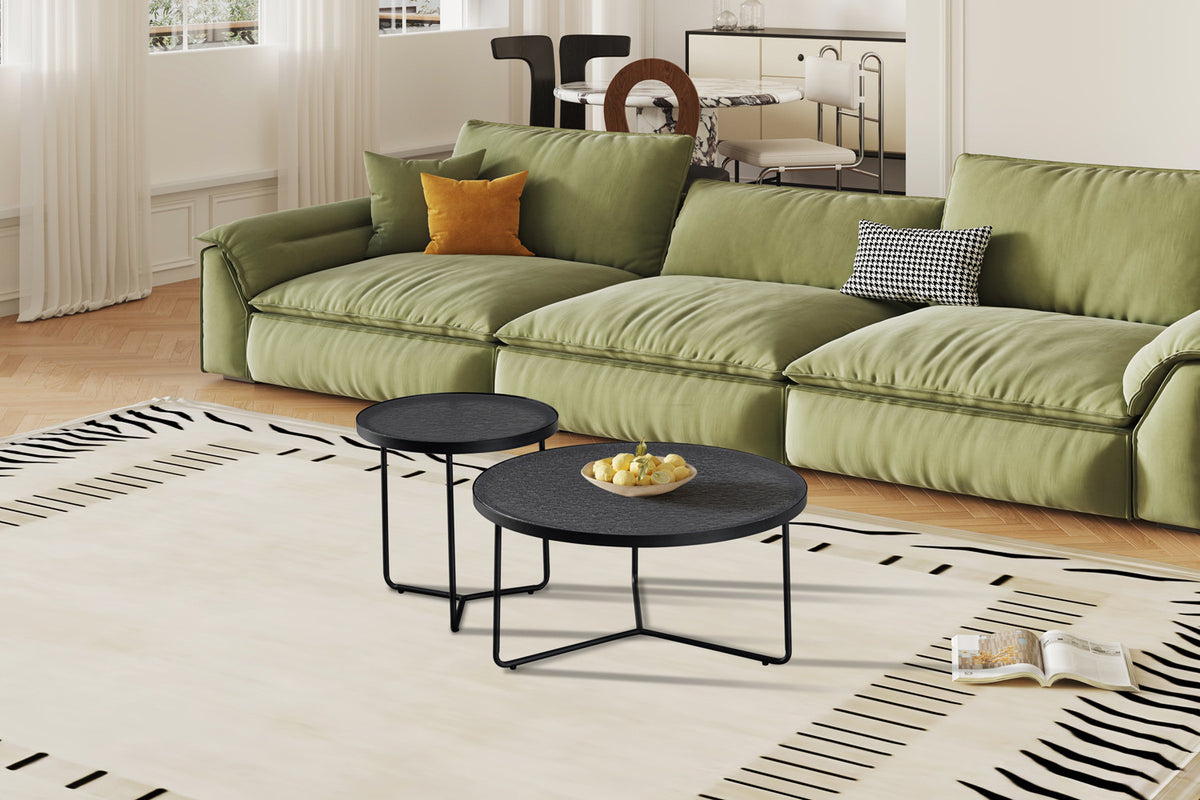 Rousseau - Table basse Melia Ronde lot de 2 - Verre Gris - 40/50 x 80/50 x 80/50 cm
