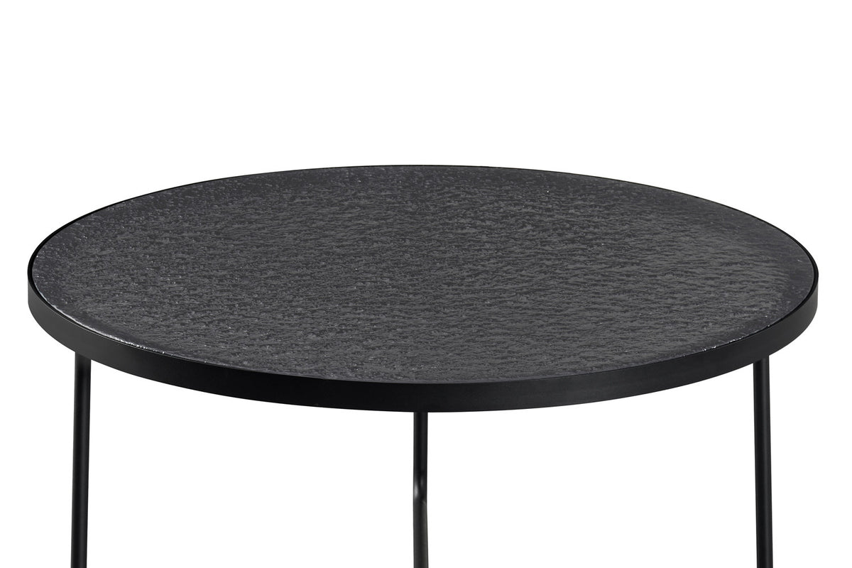 Rousseau - Table basse Melia Ronde lot de 2 - Verre Gris - 40/50 x 80/50 x 80/50 cm