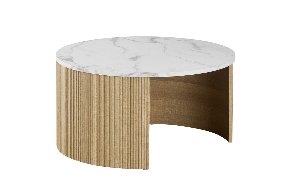 Rousseau - Salontafel Rowan Rond set van 2 - Decor Marmer Beige - 42/37 x 80/50 x 80/50 cm