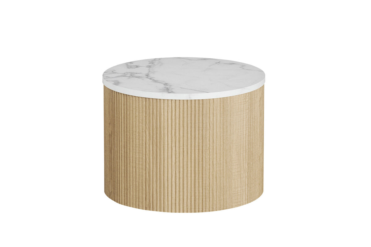 Rousseau - Salontafel Rowan Rond set van 2 - Decor Marmer Beige - 42/37 x 80/50 x 80/50 cm