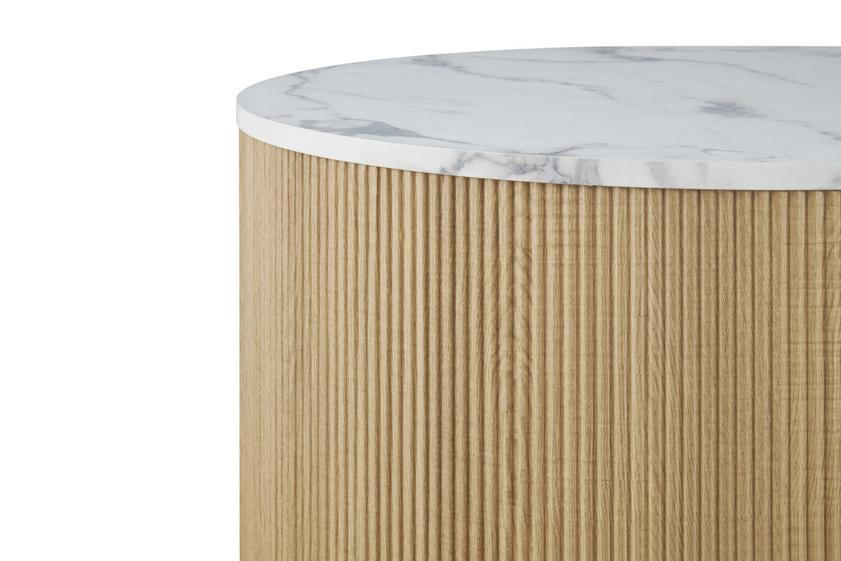 Rousseau - Salontafel Rowan Rond set van 2 - Decor Marmer Beige - 42/37 x 80/50 x 80/50 cm