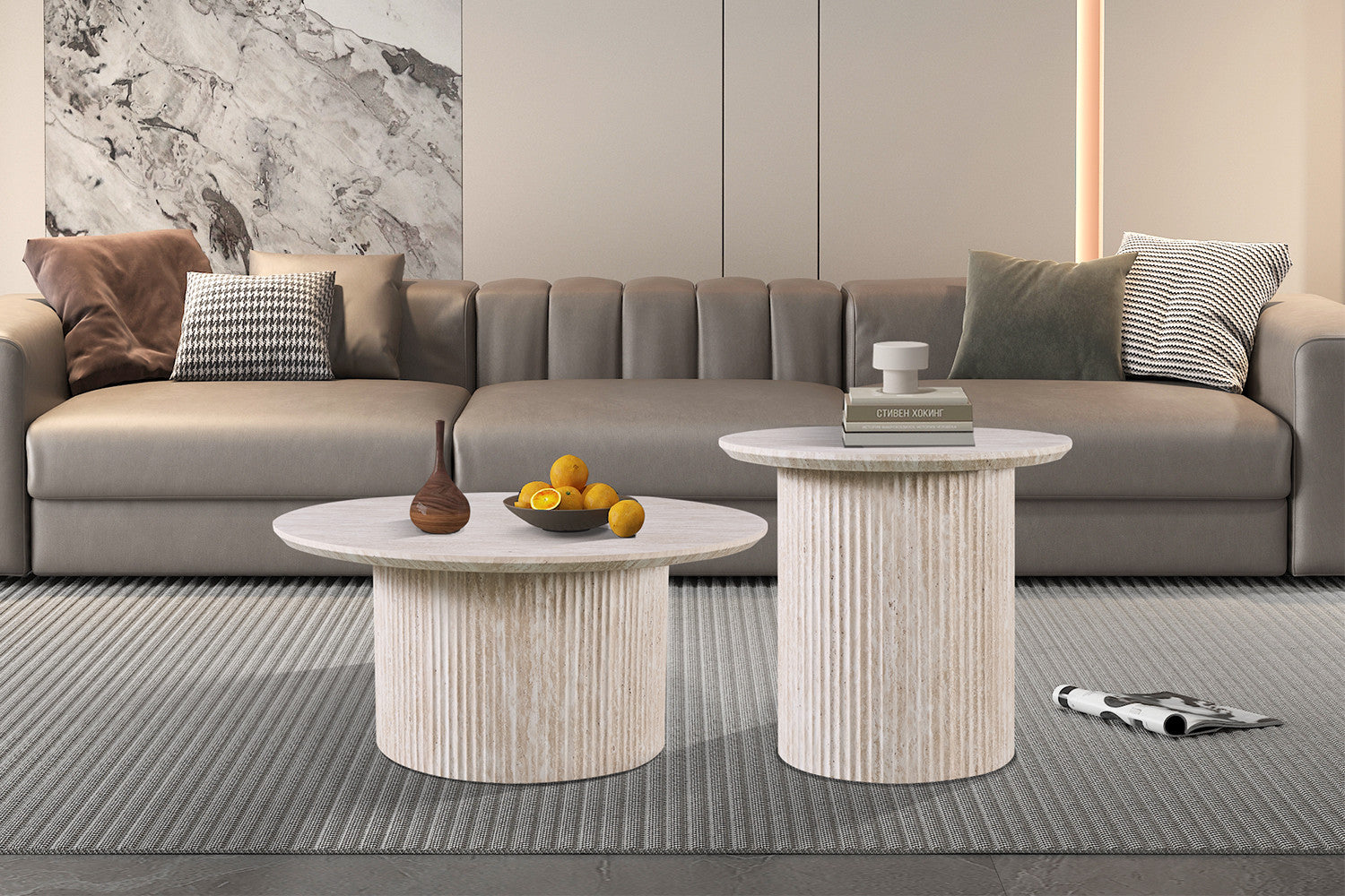 Salontafel 'Lagos' 50 cm Rond Decor Travertin Beige