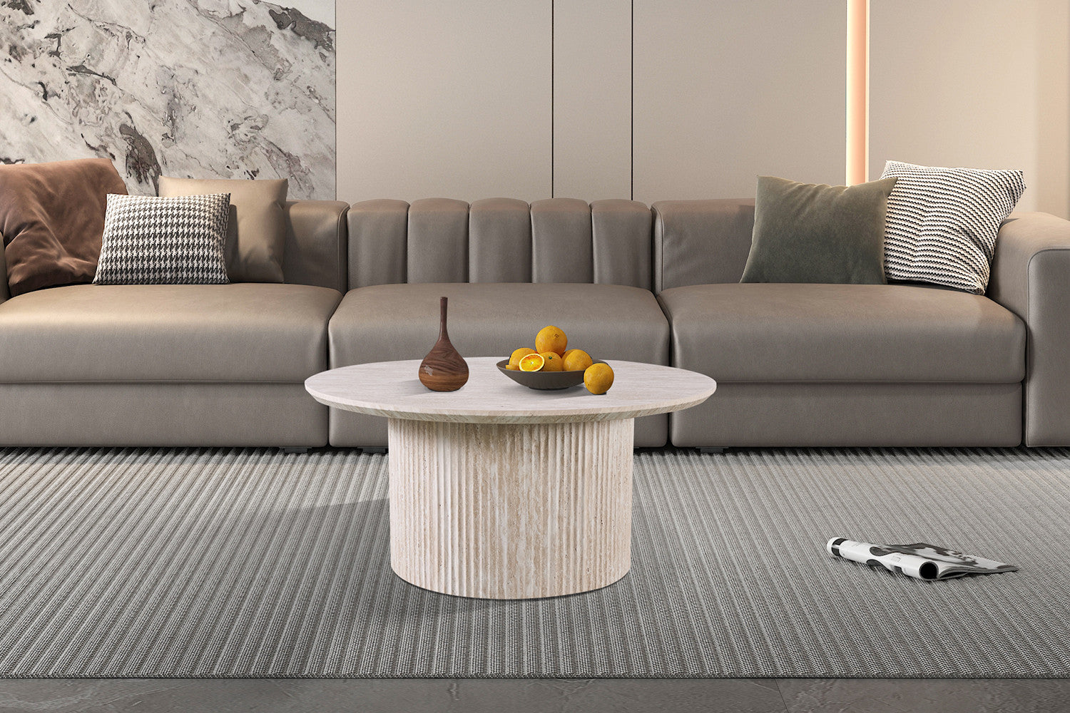 Salontafel 'Lagos' 80 cm Rond Decor Travertin Beige