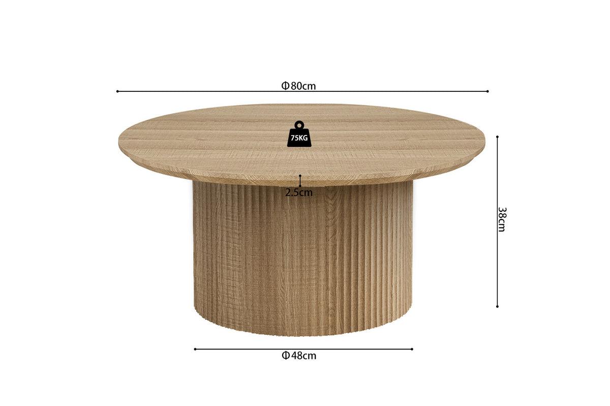 Rousseau - Salontafel Lagos 80 cm Rond - Decor Eik Naturel - 38 x 80 x 80 cm