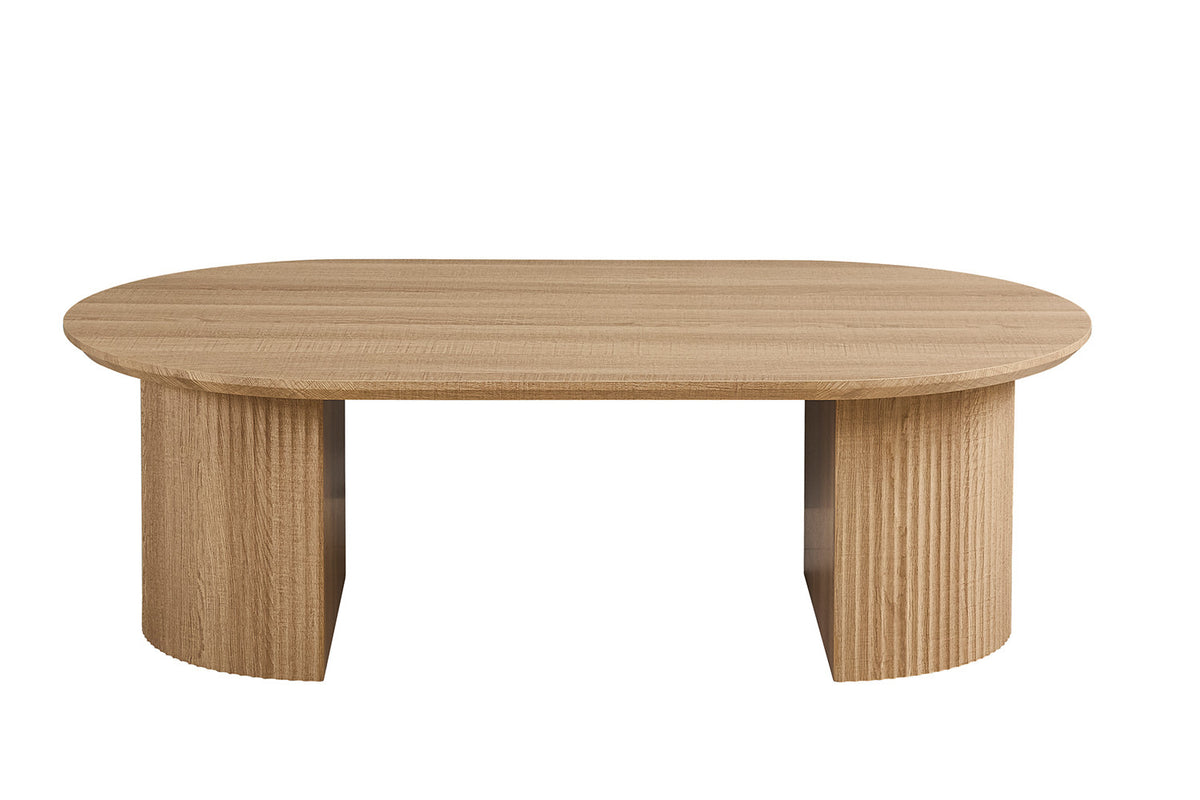 Rousseau - Table basse Lagos 120 cm Ovale - Décor Chêne Naturel - 38 x 120 x 70 cm