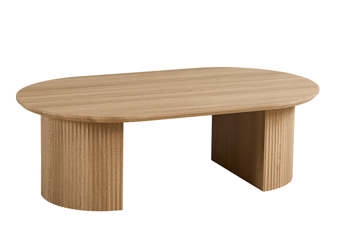 Rousseau - Table basse Lagos 120 cm Ovale - Décor Chêne Naturel - 38 x 120 x 70 cm