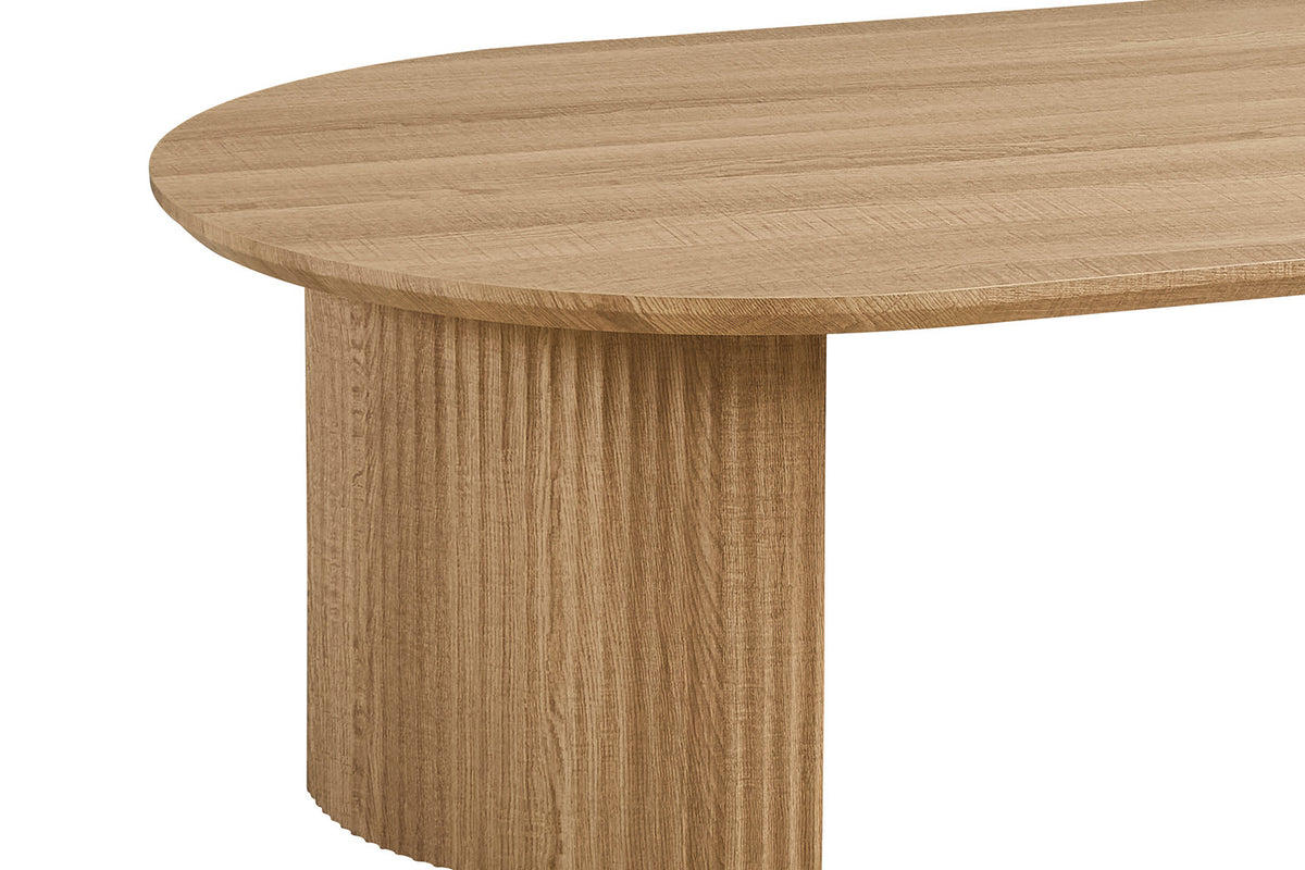 Rousseau - Table basse Lagos 120 cm Ovale - Décor Chêne Naturel - 38 x 120 x 70 cm