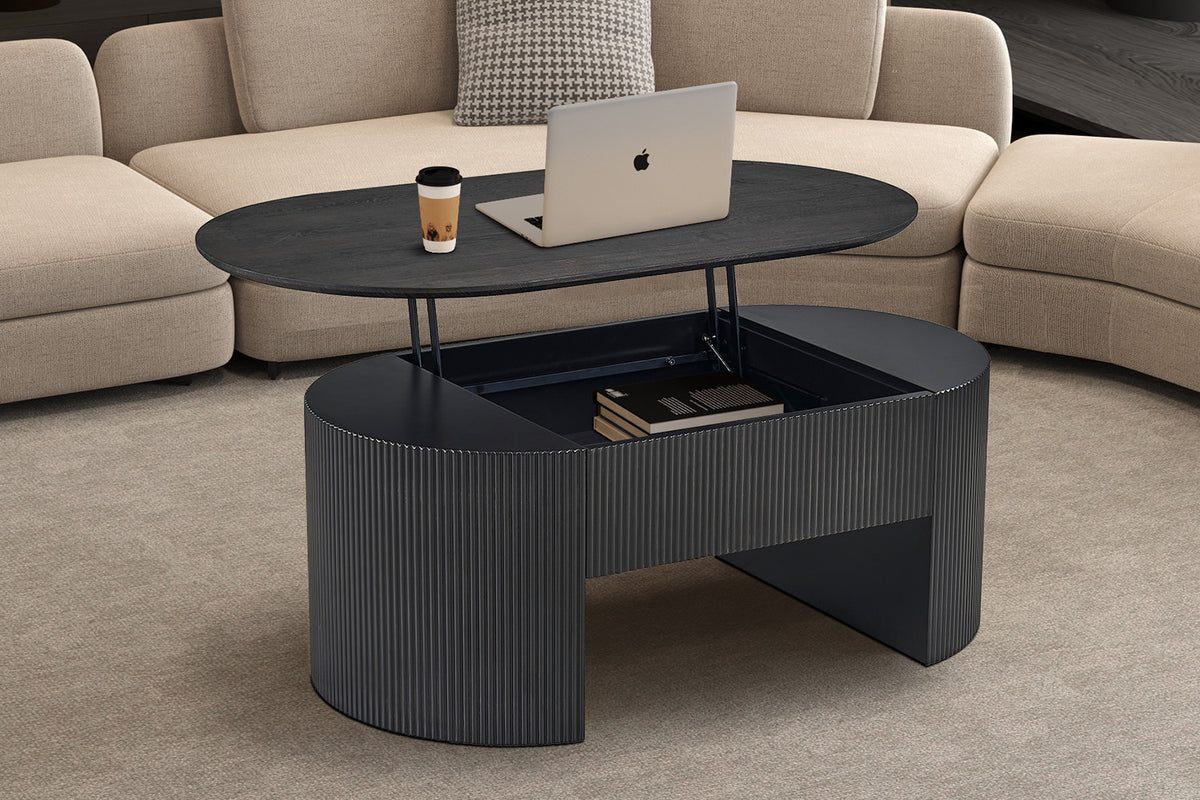 Rousseau - Table basse Lagos 120 cm Lift-top - Décor Brun Foncé - 45-62 x 120 x 70 cm
