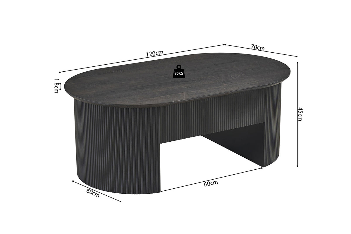 Rousseau - Table basse Lagos 120 cm Lift-top - Décor Brun Foncé - 45-62 x 120 x 70 cm