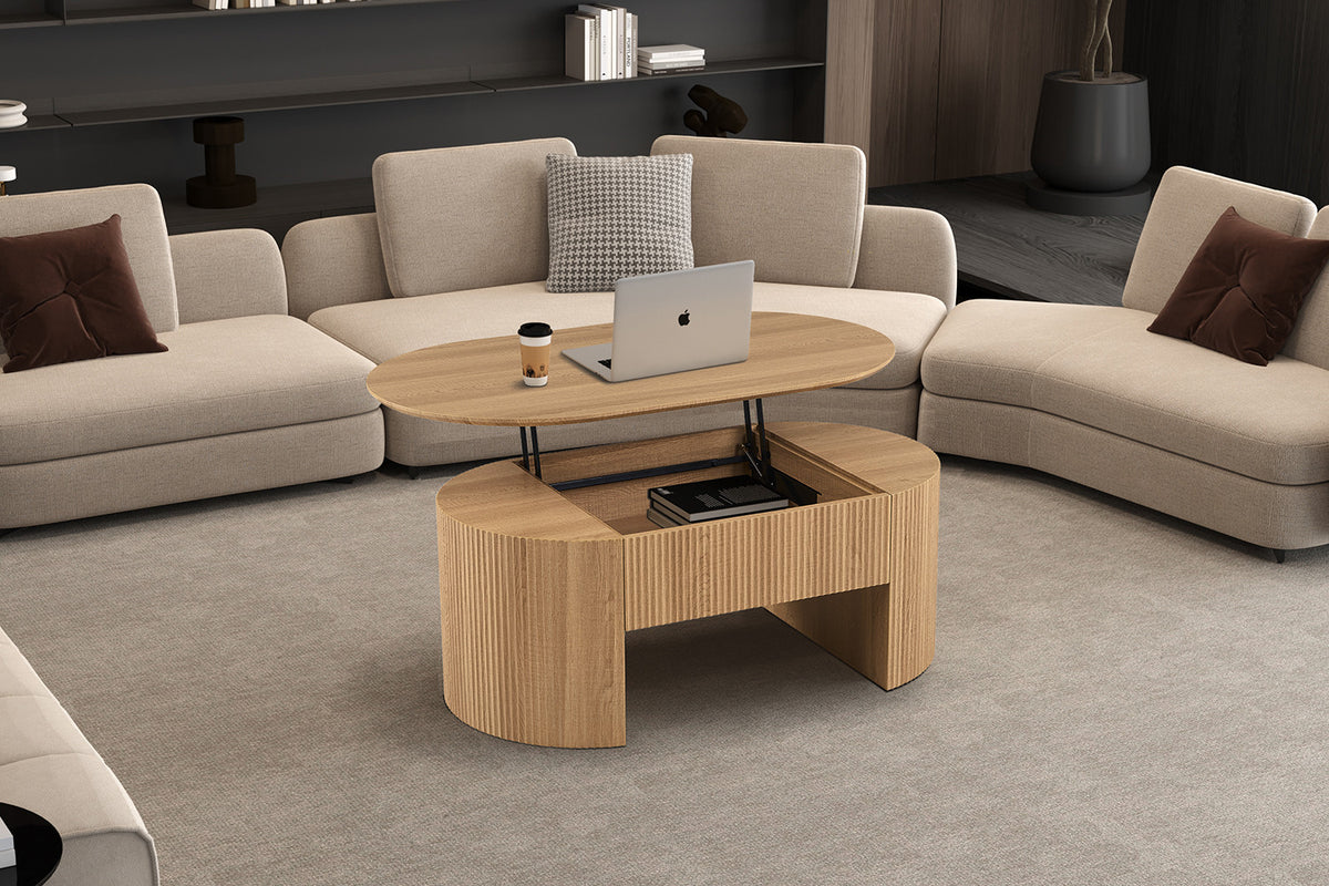 Rousseau - Salontafel Lagos 120 cm Lift-top - Decor Eik Naturel - 45-62 x 120 x 70 cm