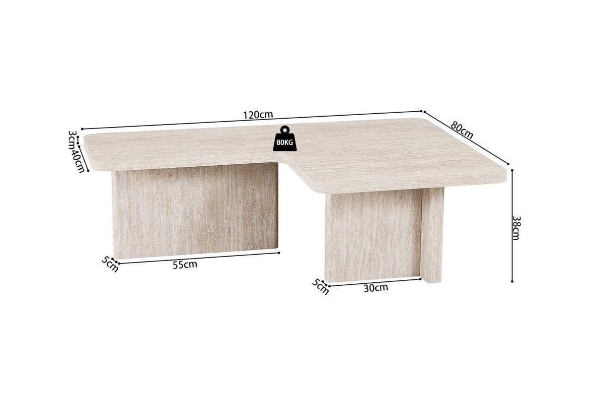 Rousseau - Salontafel Arallo Vierkant - Decor Travertin Beige - 38 x 120 x 120 cm