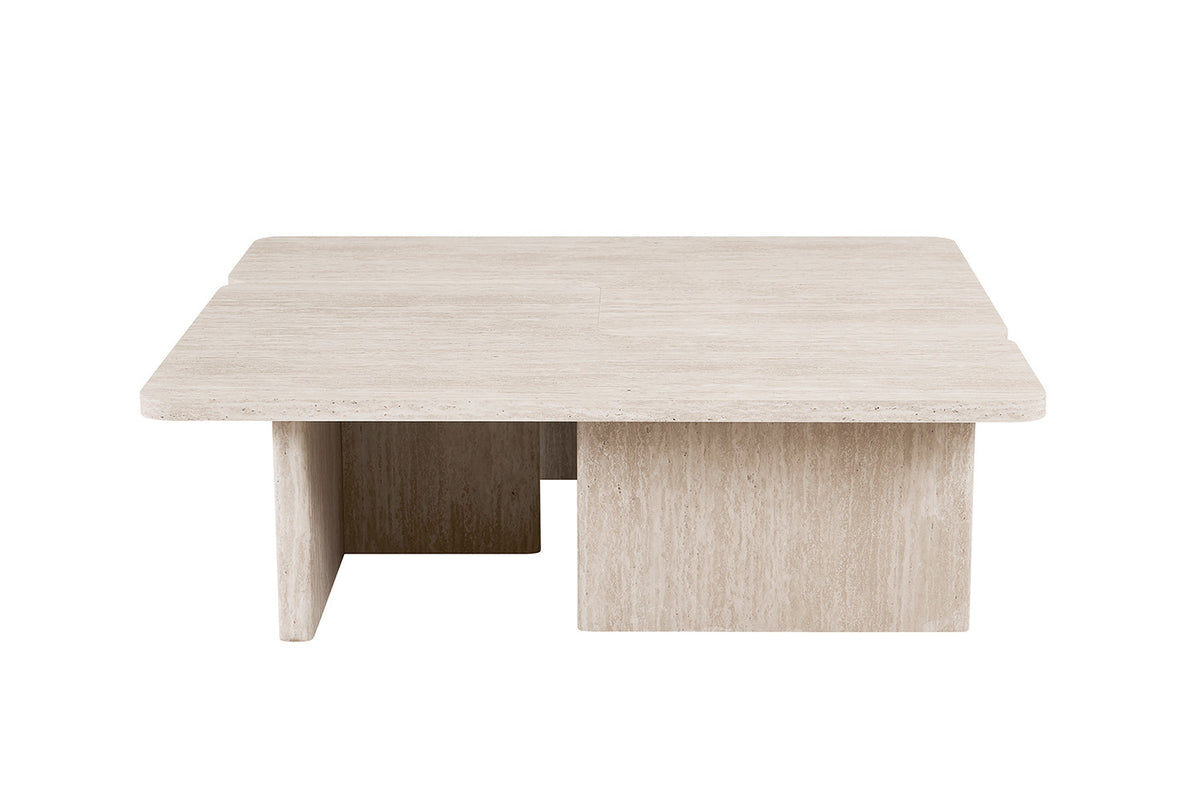 Rousseau - Salontafel Arallo Vierkant - Decor Travertin Beige - 38 x 120 x 120 cm
