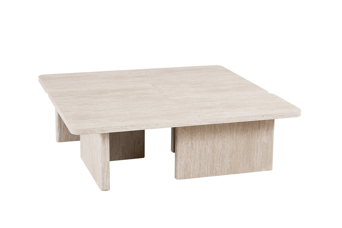 Rousseau - Salontafel Arallo Vierkant - Decor Travertin Beige - 38 x 120 x 120 cm