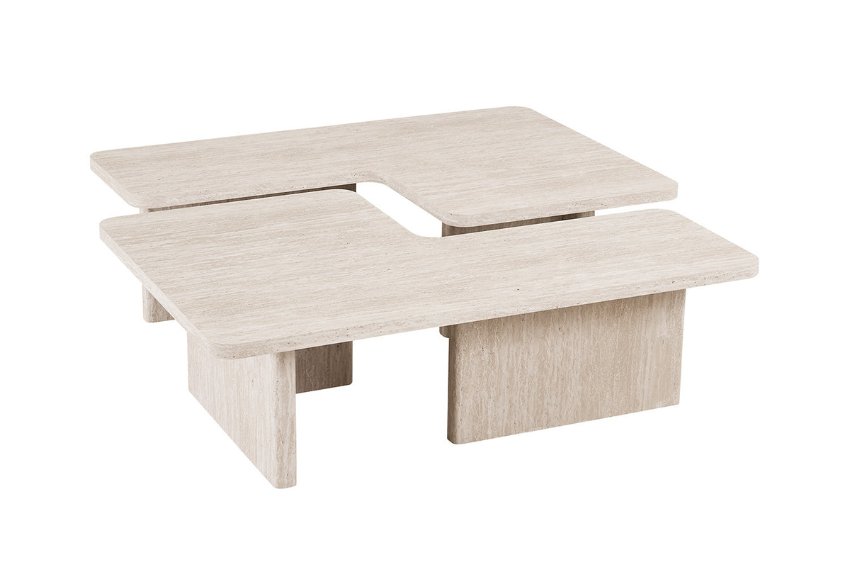 Rousseau - Salontafel Arallo Vierkant - Decor Travertin Beige - 38 x 120 x 120 cm