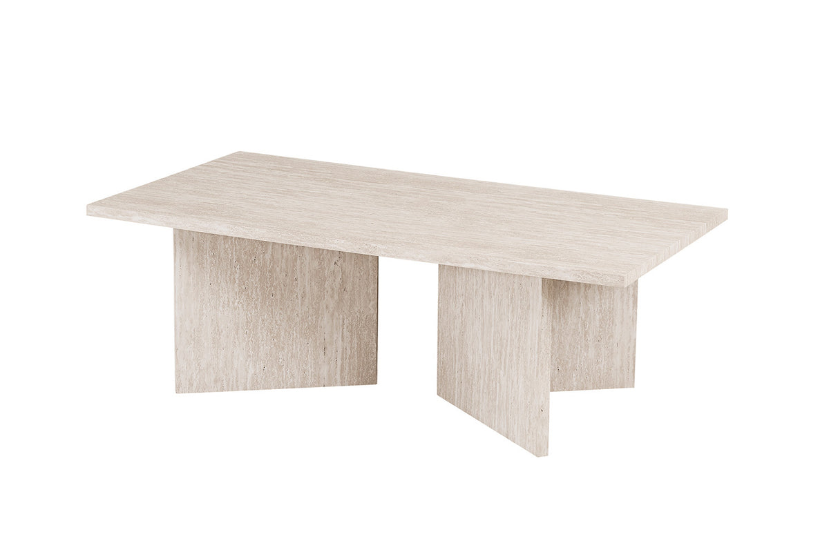 Rousseau - Salontafel Litar Rechthoekig - Decor Travertin Beige - 42 x 125 x 65 cm