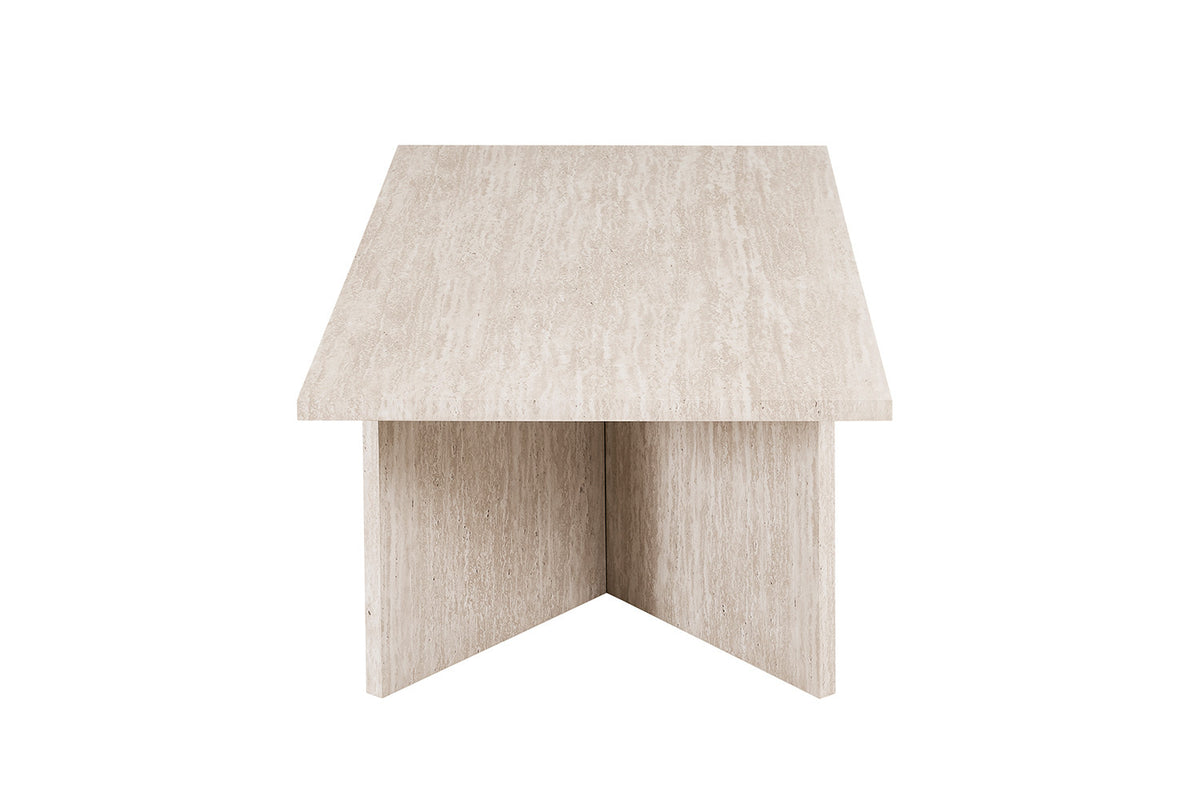 Rousseau - Salontafel Litar Rechthoekig - Decor Travertin Beige - 42 x 125 x 65 cm