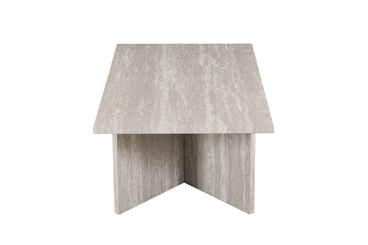 Rousseau - Table basse Litar Rectangulaire - Décor Travertin Gris - 42 x 125 x 65 cm