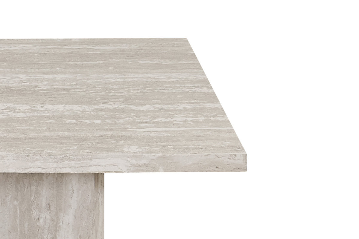 Rousseau - Table basse Litar Rectangulaire - Décor Travertin Gris - 42 x 125 x 65 cm