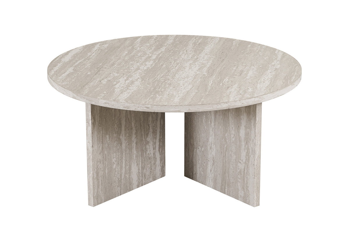 Rousseau - Salontafel Drasir 90 cm Rond - Decor Travertin Grijs - 42 x 90 x 90 cm