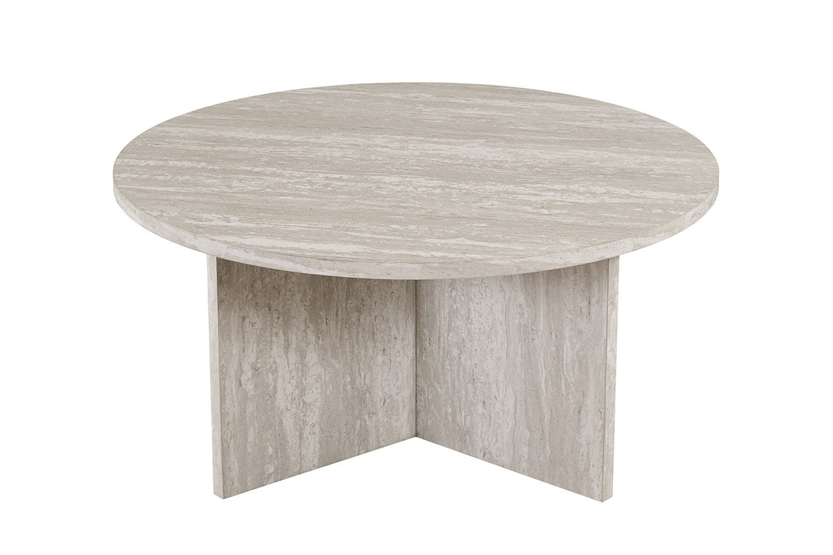 Rousseau - Salontafel Drasir 90 cm Rond - Decor Travertin Grijs - 42 x 90 x 90 cm