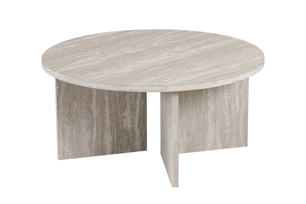 Rousseau - Salontafel Drasir 90 cm Rond - Decor Travertin Grijs - 42 x 90 x 90 cm