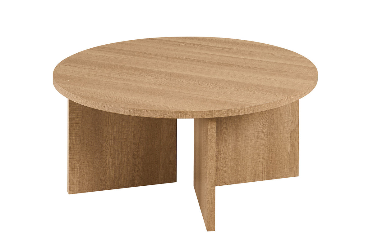 Rousseau - Table basse Drasir 90 cm Ronde - Décor Chêne Naturel - 42 x 90 x 90 cm