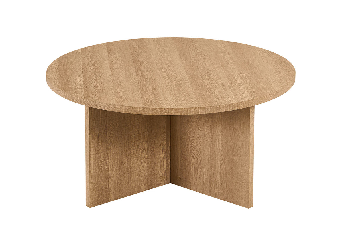 Rousseau - Table basse Drasir 90 cm Ronde - Décor Chêne Naturel - 42 x 90 x 90 cm