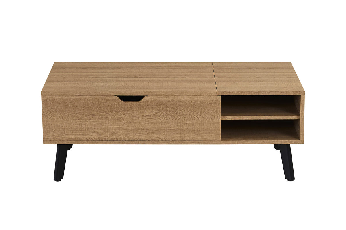 Rousseau - Table basse Justine Lift-top - Décor Chêne Naturel - 45-62 x 120 x 60 cm