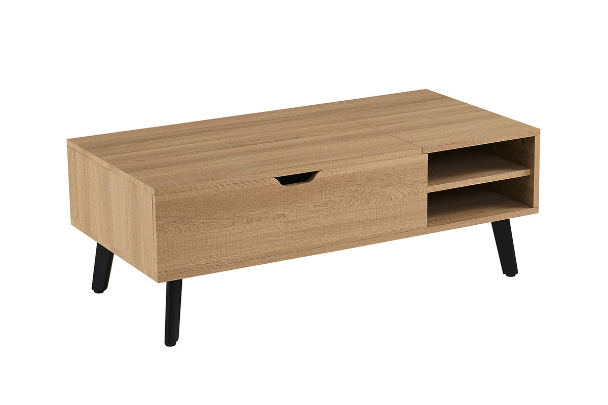 Rousseau - Table basse Justine Lift-top - Décor Chêne Naturel - 45-62 x 120 x 60 cm