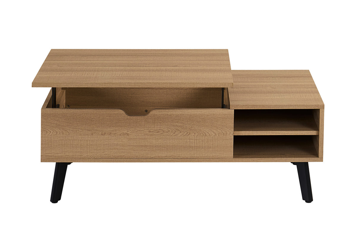 Rousseau - Table basse Justine Lift-top - Décor Chêne Naturel - 45-62 x 120 x 60 cm