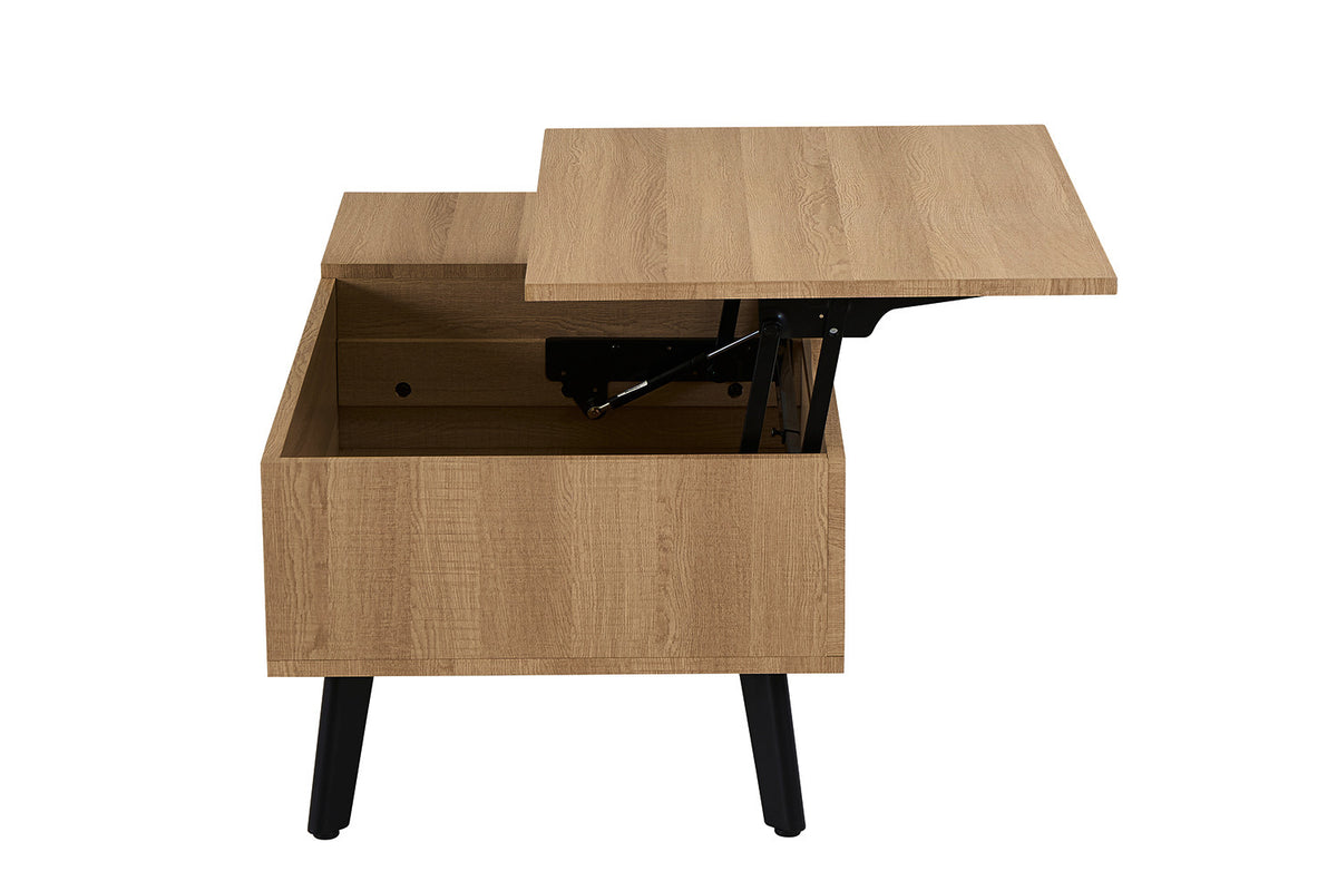Rousseau - Table basse Justine Lift-top - Décor Chêne Naturel - 45-62 x 120 x 60 cm