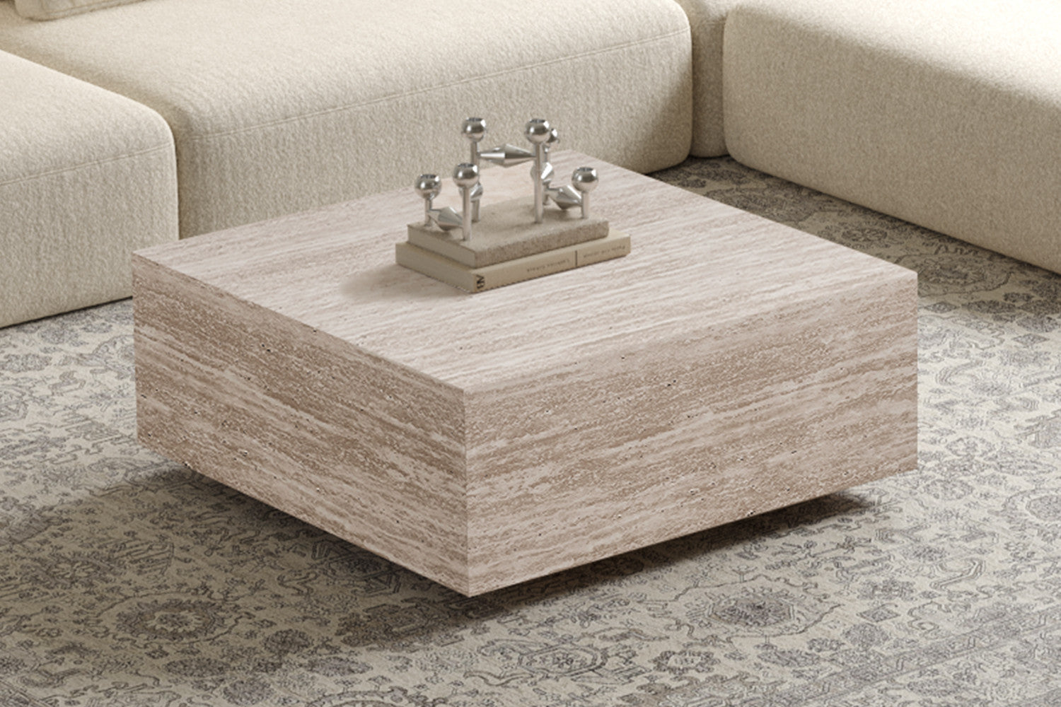 Rousseau - Salontafel Jane - Travertijn Beige - 38x90x90 cm