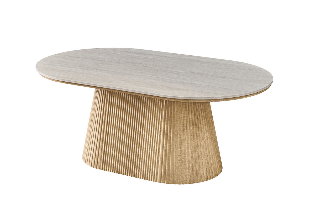 Rousseau - Ovale Salontafel Vigo - Naturel Eik - Barok Grijs - 44 x 120 x 70 cm
