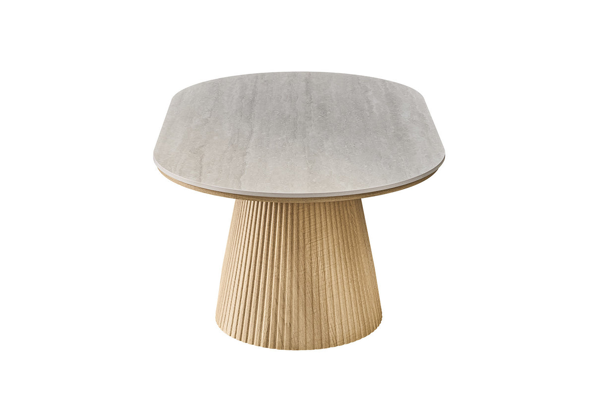 Rousseau - Ovale Salontafel Vigo - Naturel Eik - Barok Grijs - 44 x 120 x 70 cm