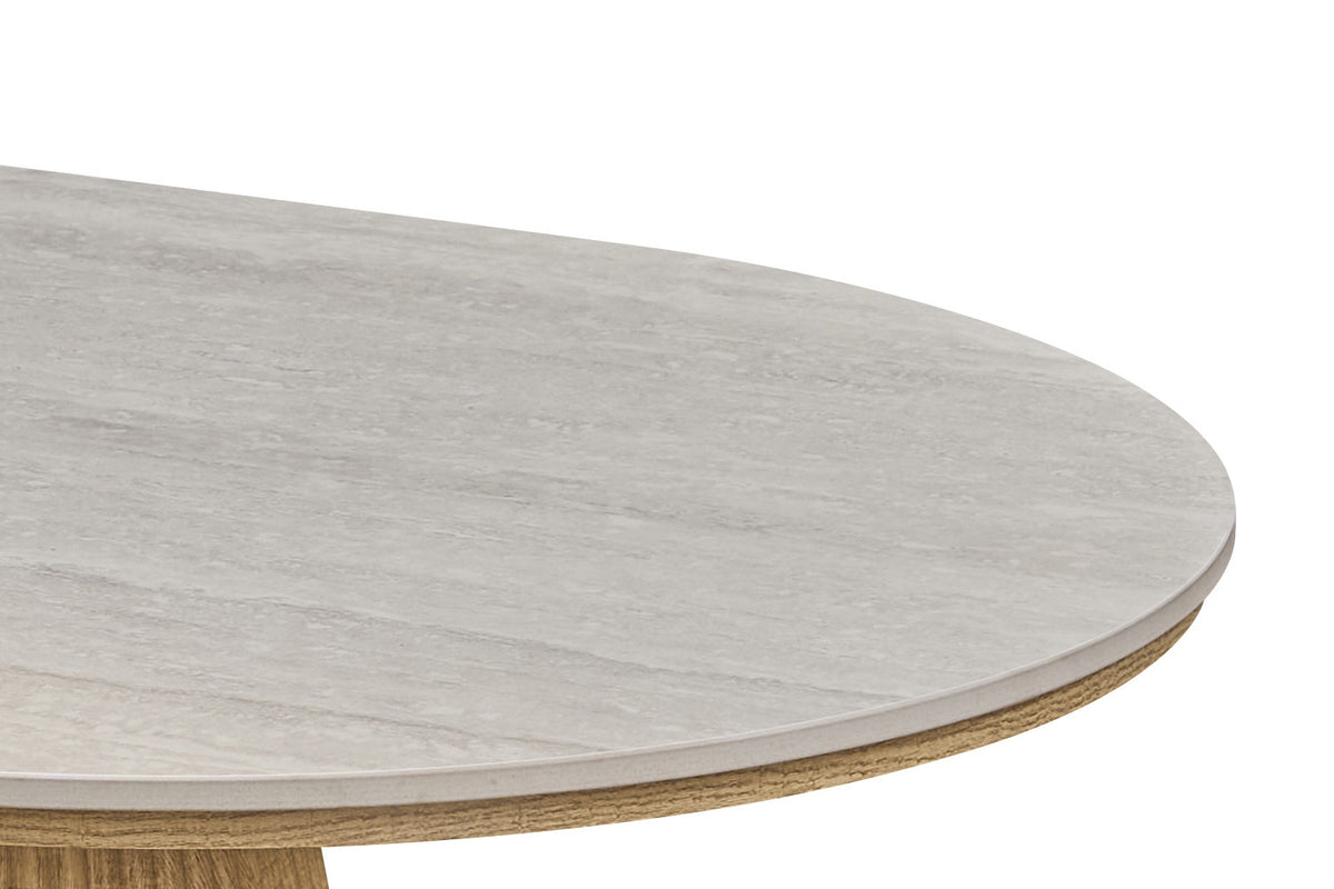 Rousseau - Ovale Salontafel Vigo - Naturel Eik - Barok Grijs - 44 x 120 x 70 cm