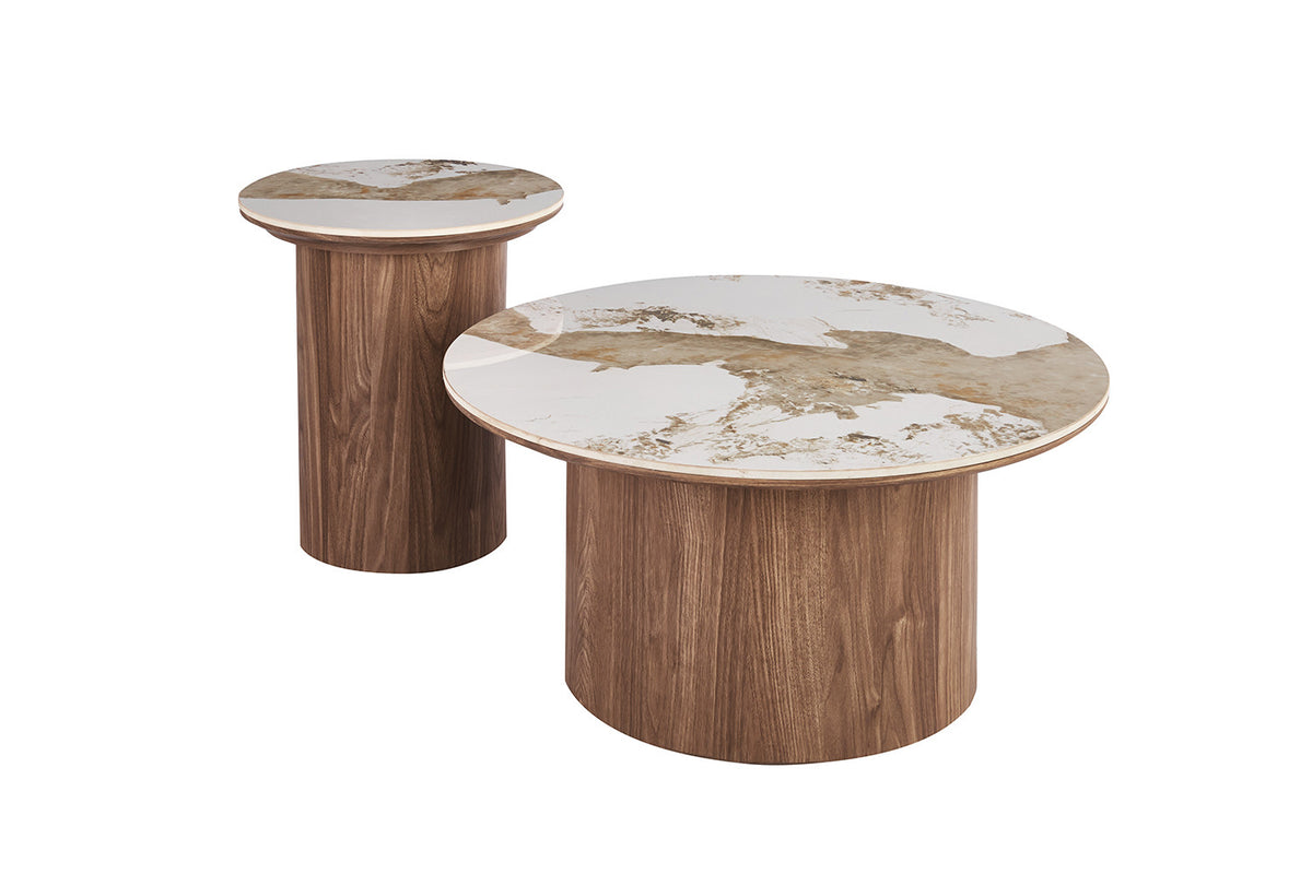 Rousseau - Ronde Salontafel Evora - Glanzende Pandora-steen - 40 x 80 x 80 cm