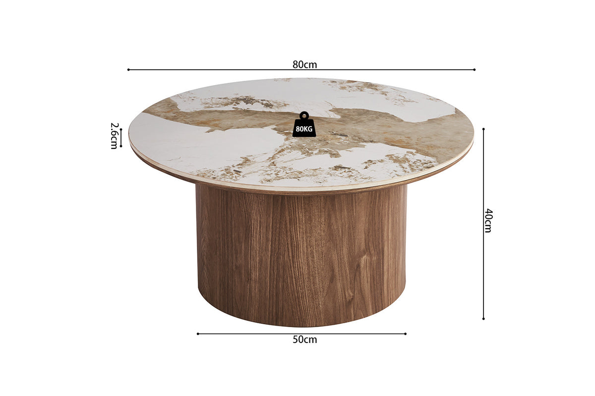 Rousseau - Ronde Salontafel Evora - Glanzende Pandora-steen - 40 x 80 x 80 cm