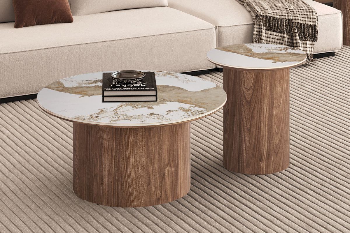 Rousseau - Table d'appoint ronde Evora - Pierre Pandora brillante - 50 x 45 x 45 cm