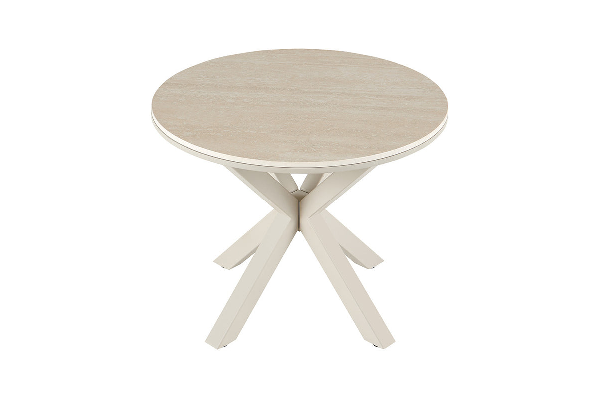Rousseau - Ronde Salontafel Noa - Steen Barok Beige - Voet Grijs - 46 x 60 x 60 cm
