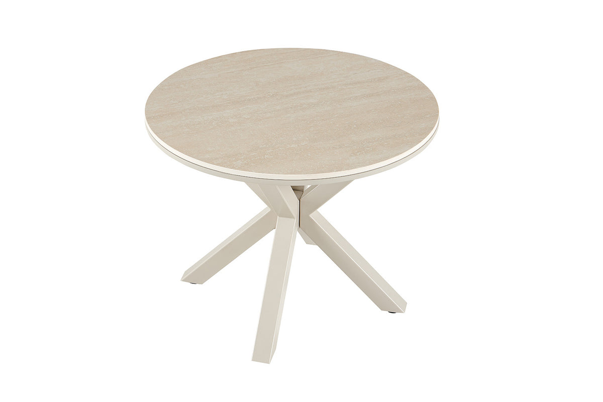 Rousseau - Ronde Salontafel Noa - Steen Barok Beige - Voet Grijs - 46 x 60 x 60 cm