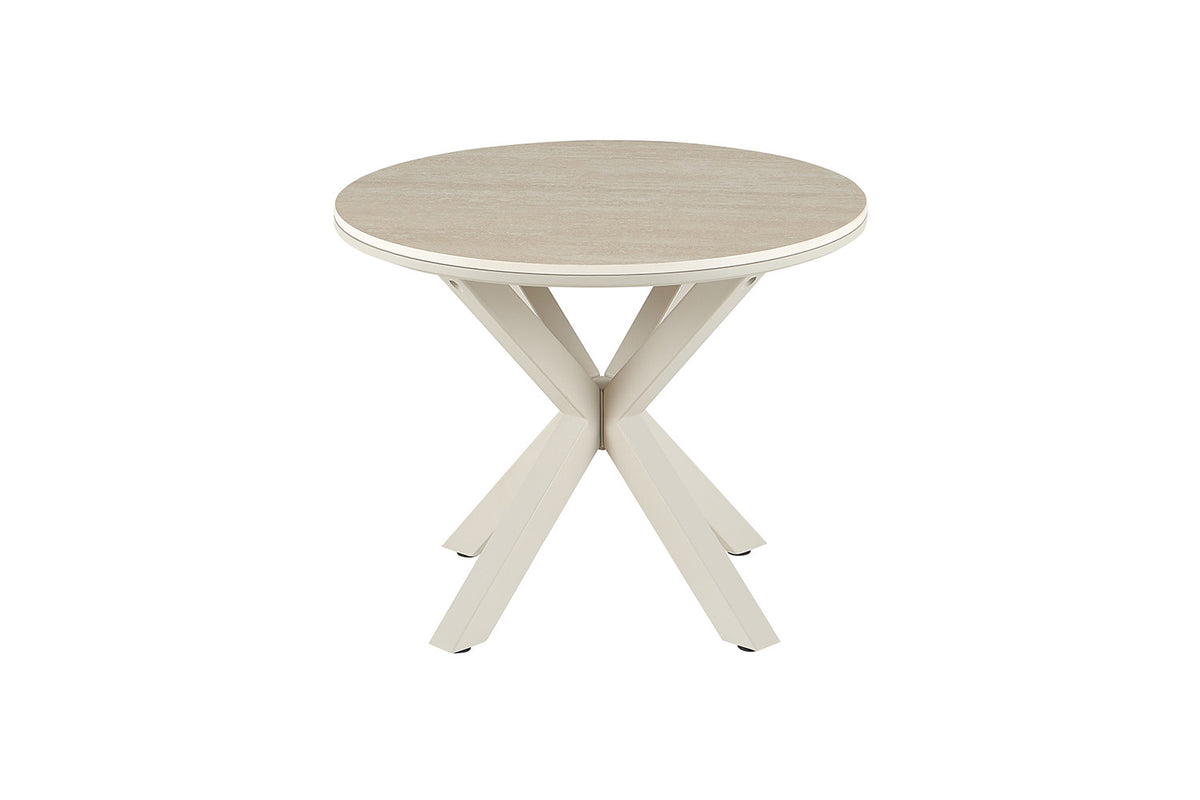 Rousseau - Ronde Salontafel Noa - Steen Barok Beige - Voet Grijs - 46 x 60 x 60 cm