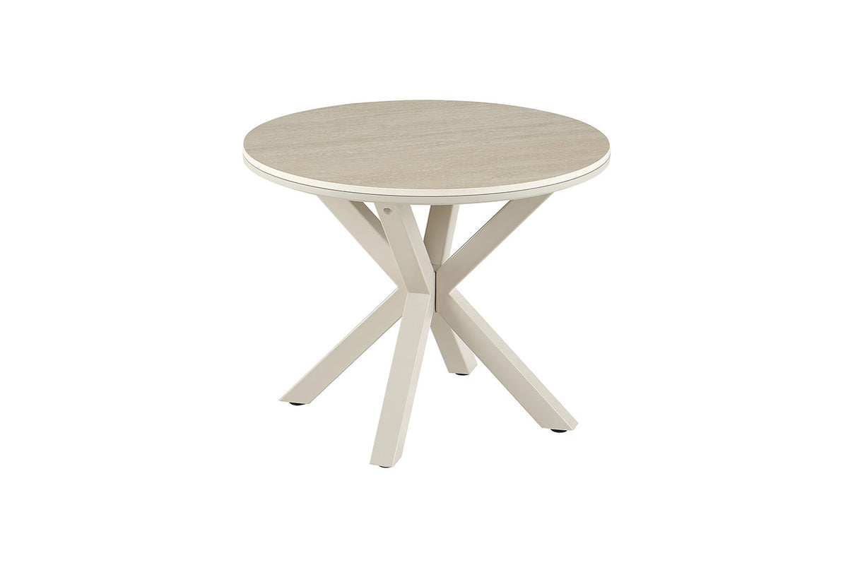 Rousseau - Ronde Salontafel Noa - Steen Barok Beige - Voet Grijs - 46 x 60 x 60 cm