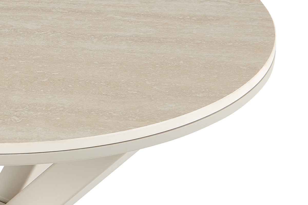 Rousseau - Ronde Salontafel Noa - Steen Barok Beige - Voet Grijs - 46 x 60 x 60 cm