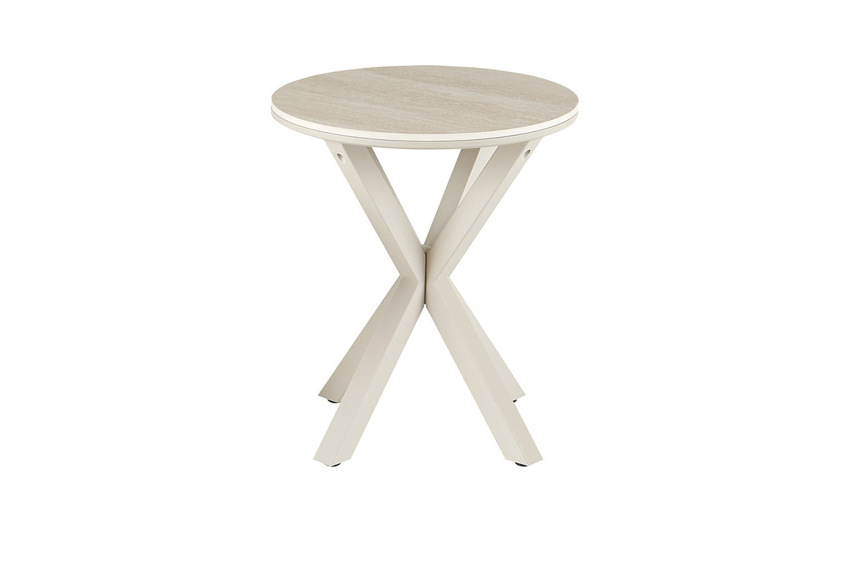 Rousseau - Table basse ronde Noa - Pierre Beige Baroque - Pied Gris - 55 x 50 x 50 cm