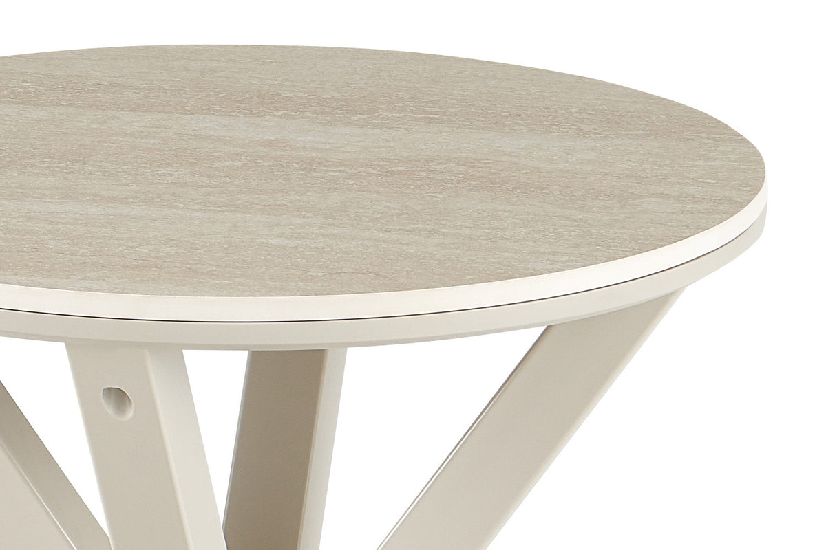 Rousseau - Table basse ronde Noa - Pierre Beige Baroque - Pied Gris - 55 x 50 x 50 cm